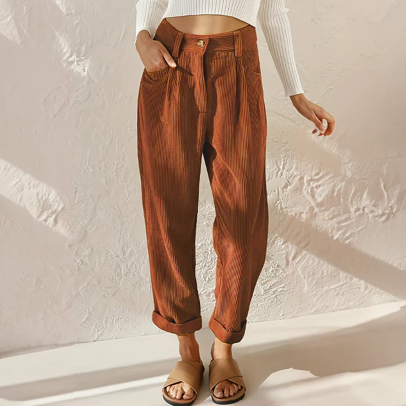 De caprio - Pantaloni casual in velluto a coste