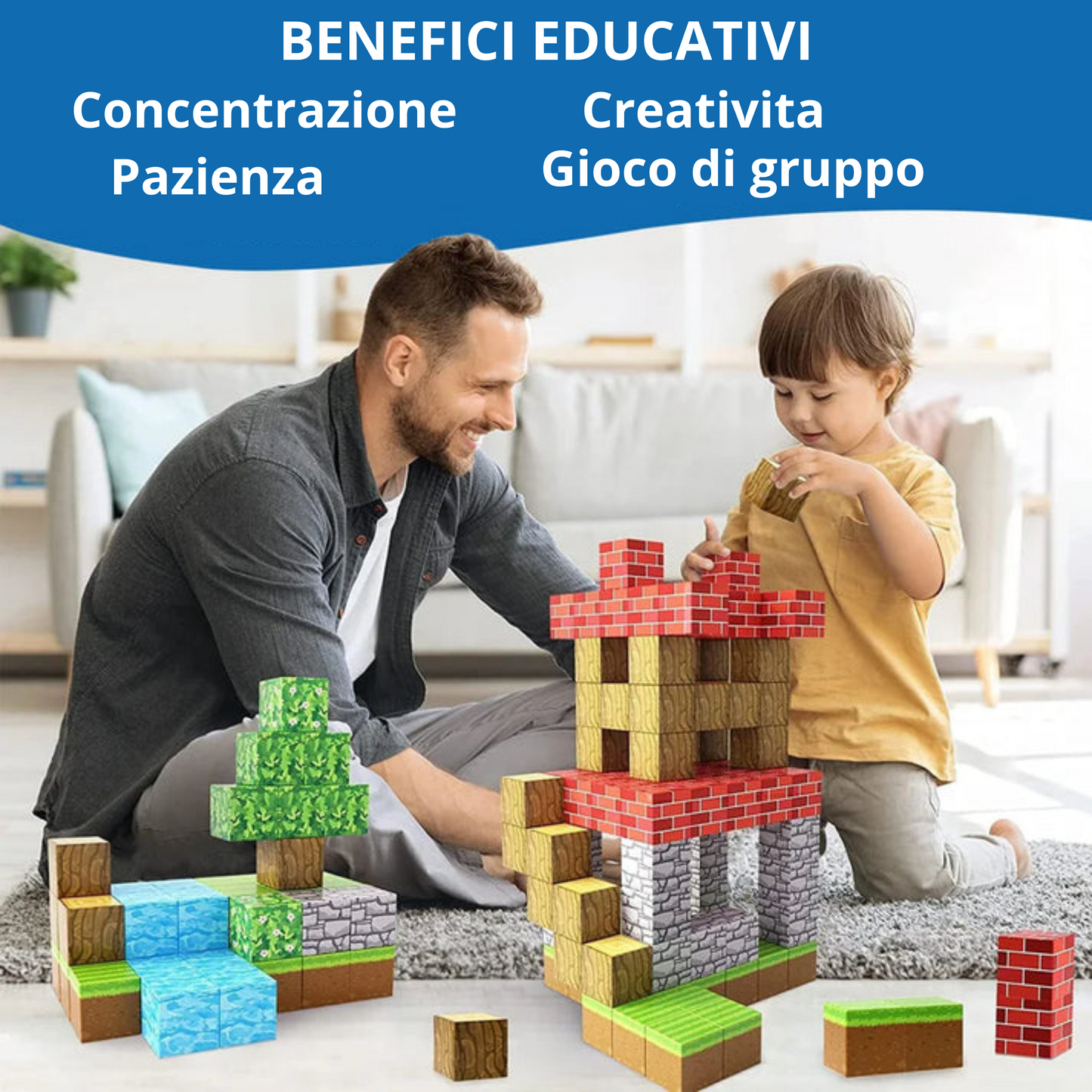 "Set Mondo Cubico" Blocchi Magnetici per l'Apprendimento.