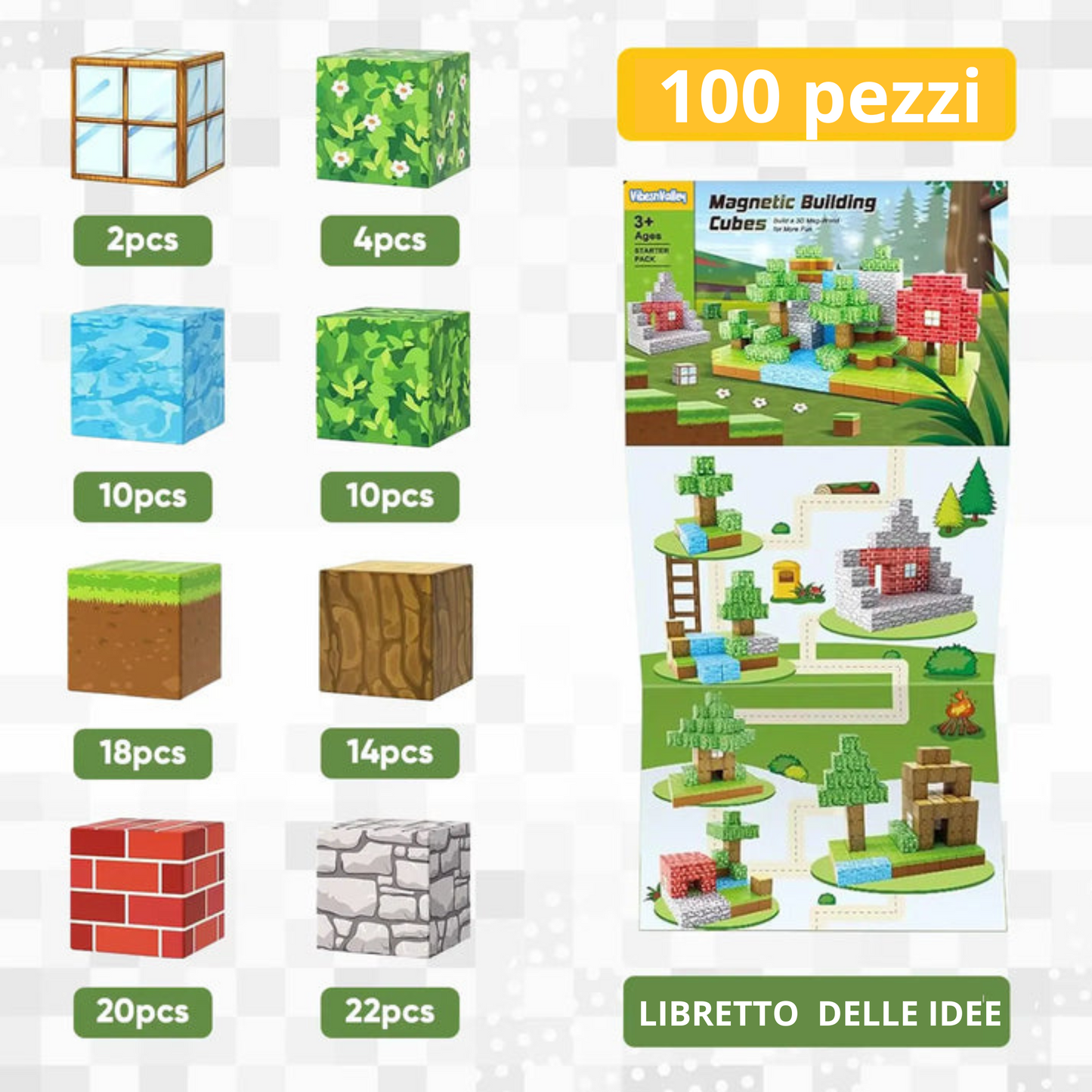 "Set Mondo Cubico" Blocchi Magnetici per l'Apprendimento.
